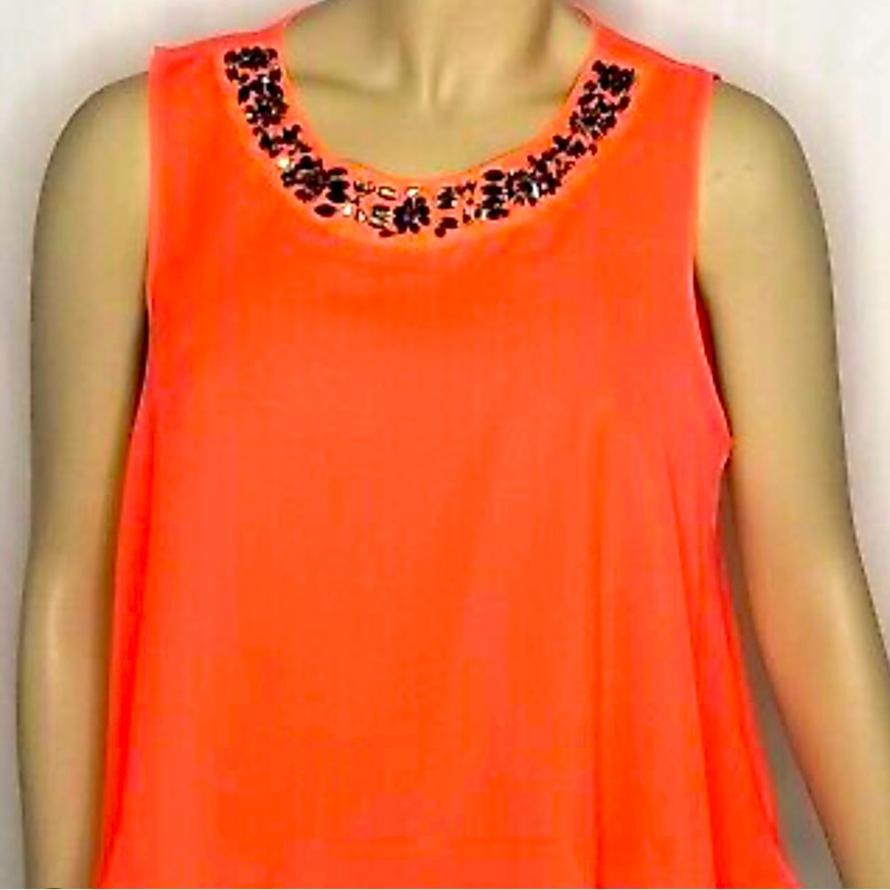 Topshop Neon Orange Beaded Croptop